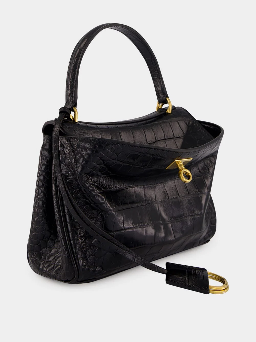 Black Croco Rodeo Mini Leather Handbag - Image 3