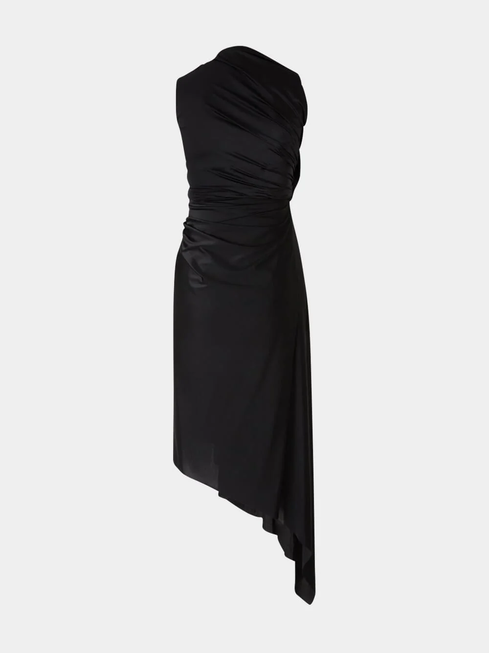 Black Draped Sleeveless Midi Dress - Image 2