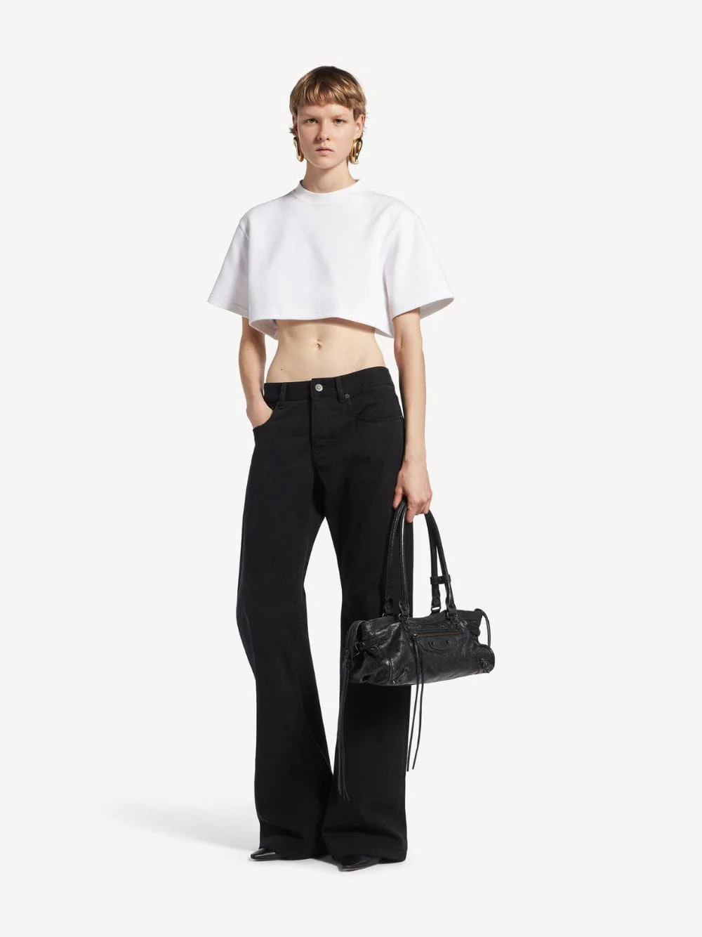 Black East-West Leather City Bag - Image 2
