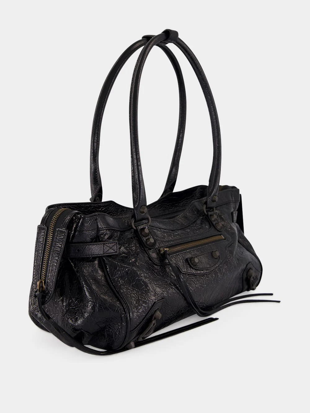 Black East-West Leather City Bag - Image 3
