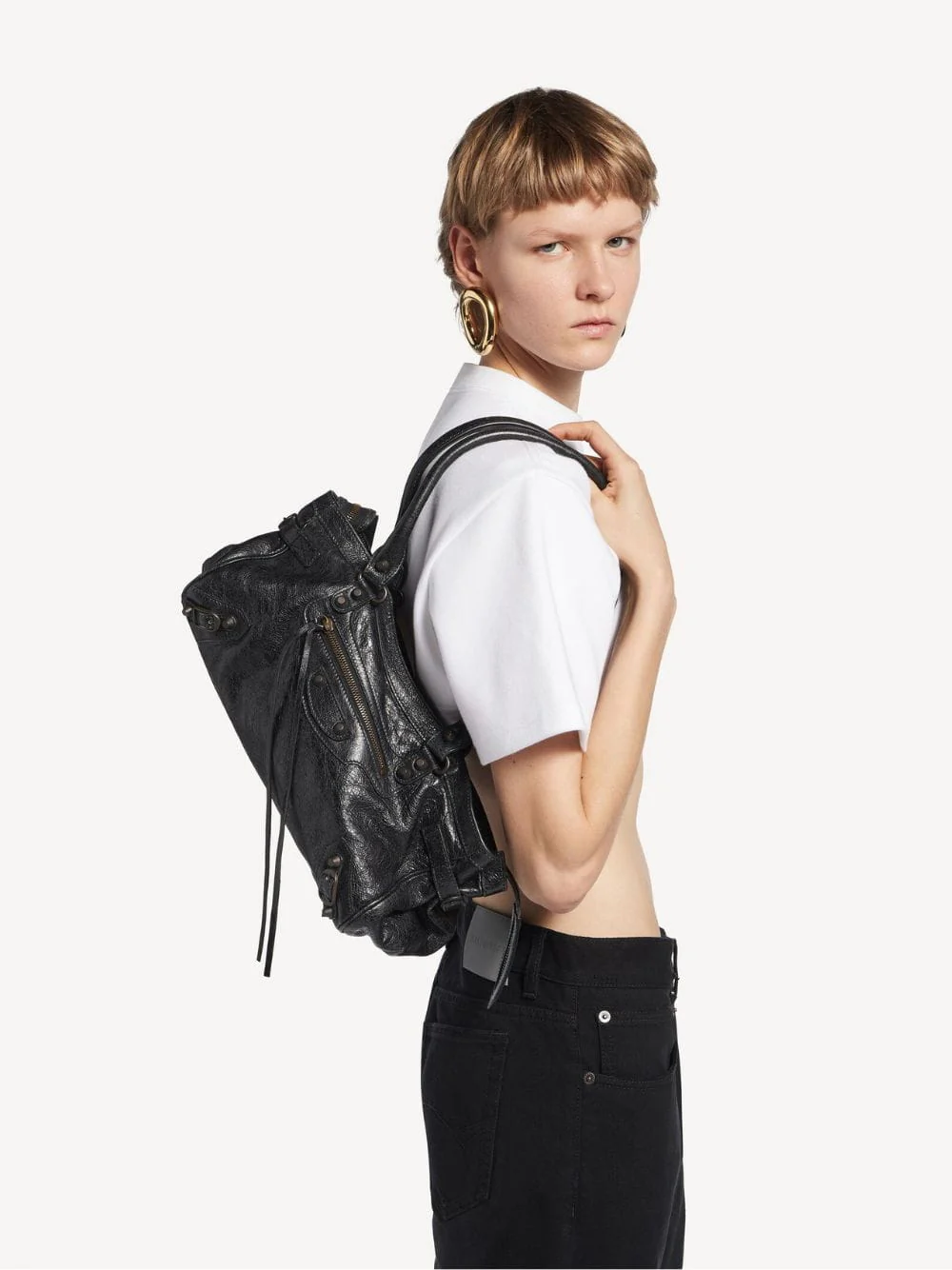 Black East-West Leather City Bag - Image 4