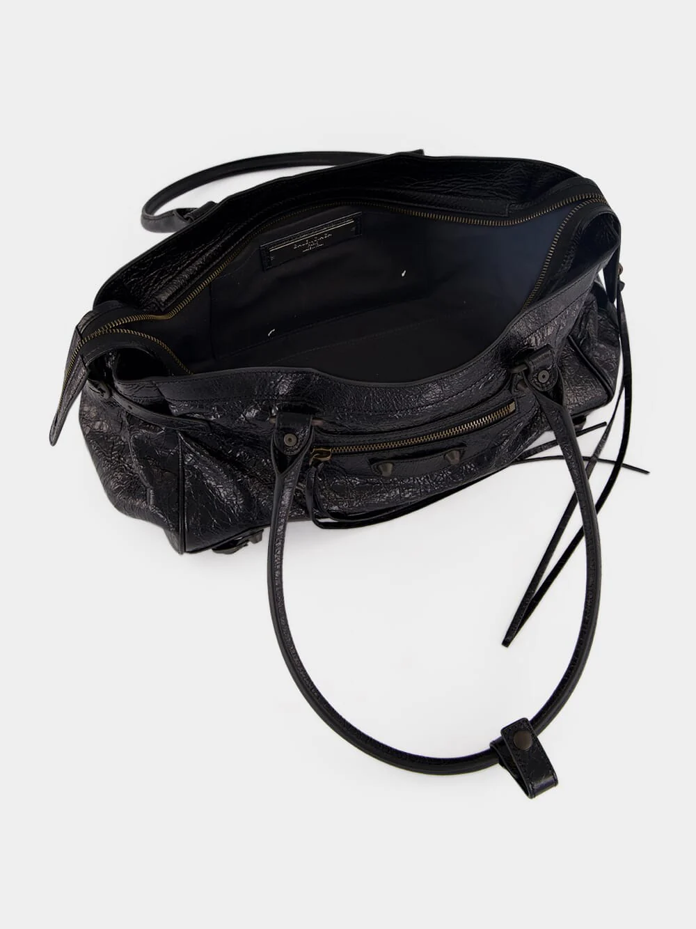 Black East-West Leather City Bag - Image 7