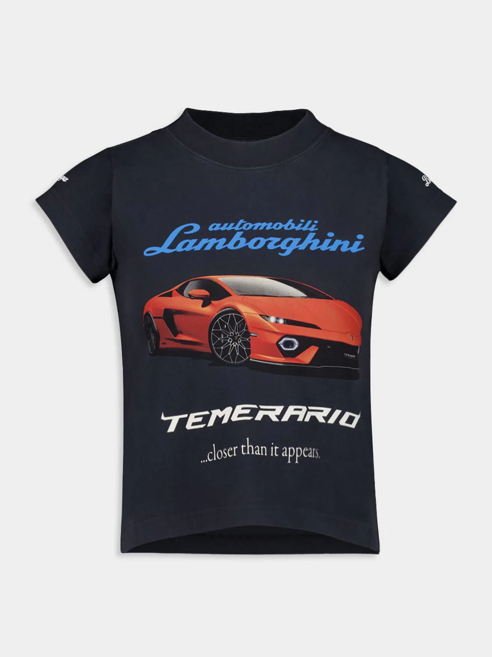 Black Faded Automobili Lamborghini Shrunk T-Shirt