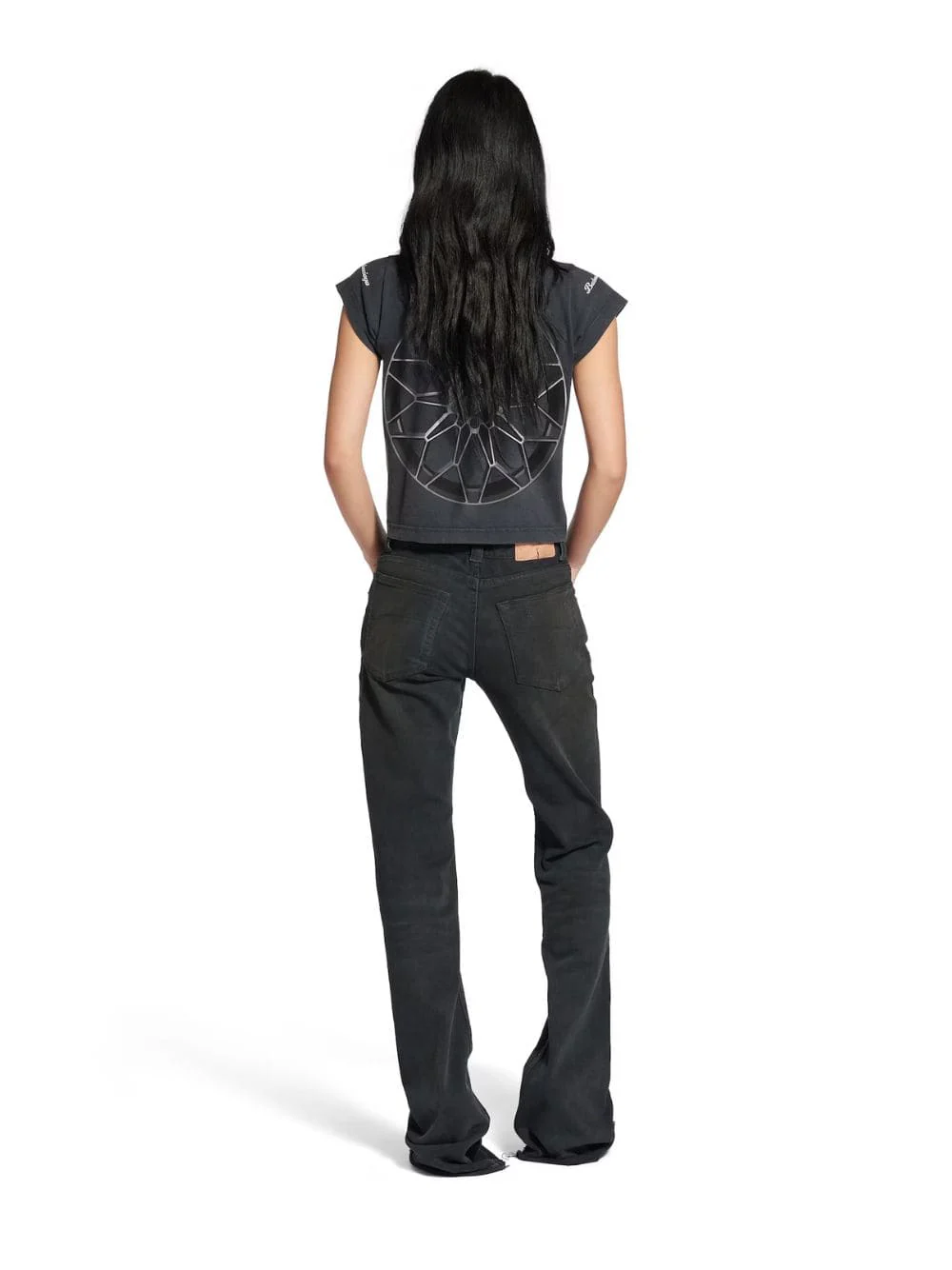 Black Faded Automobili Lamborghini Shrunk T-Shirt - Image 4