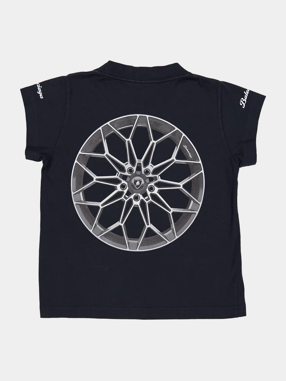 Black Faded Automobili Lamborghini Shrunk T-Shirt - Image 6