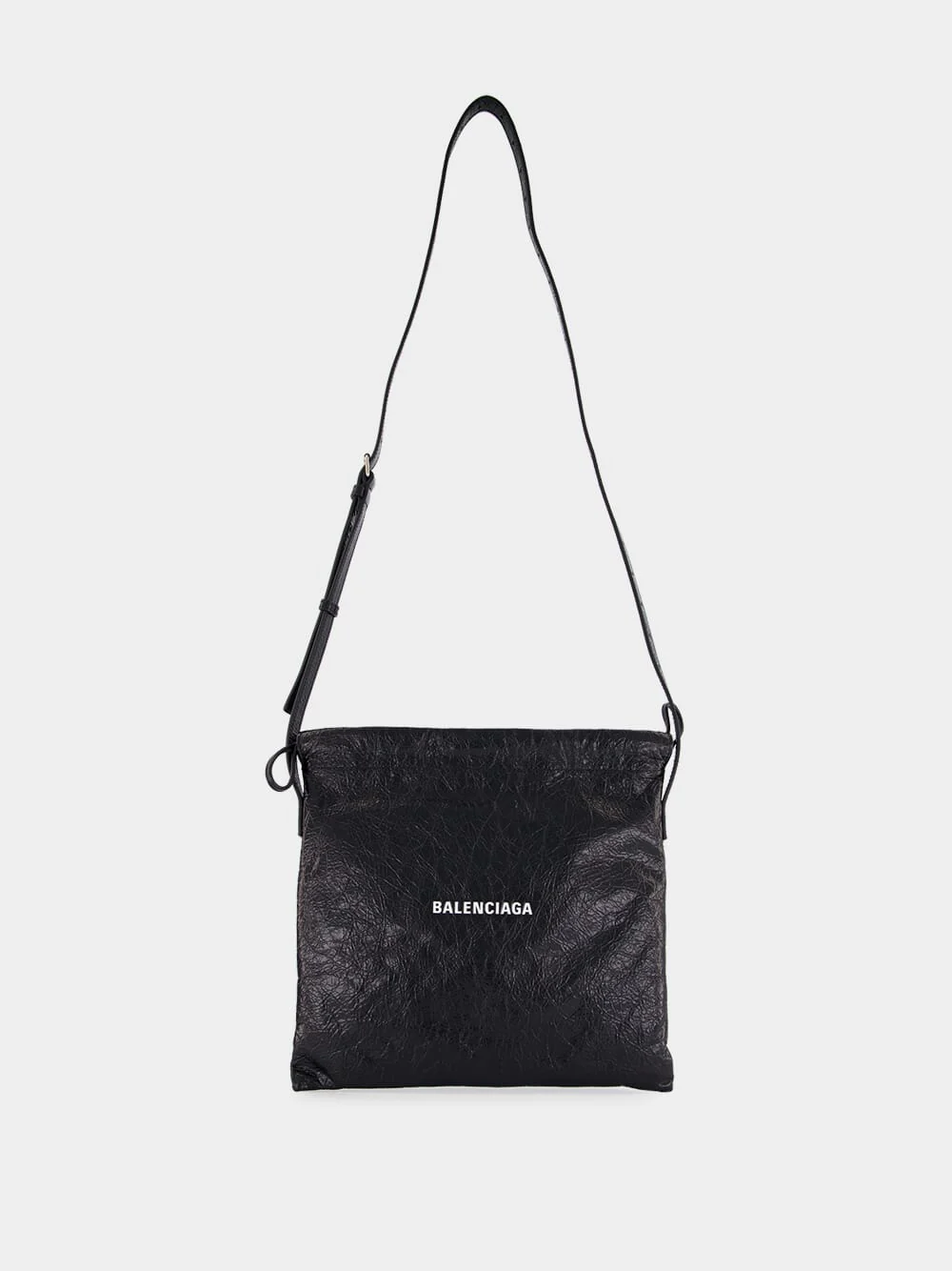 Black Leather Crossbody Pouch Bag - Image 2
