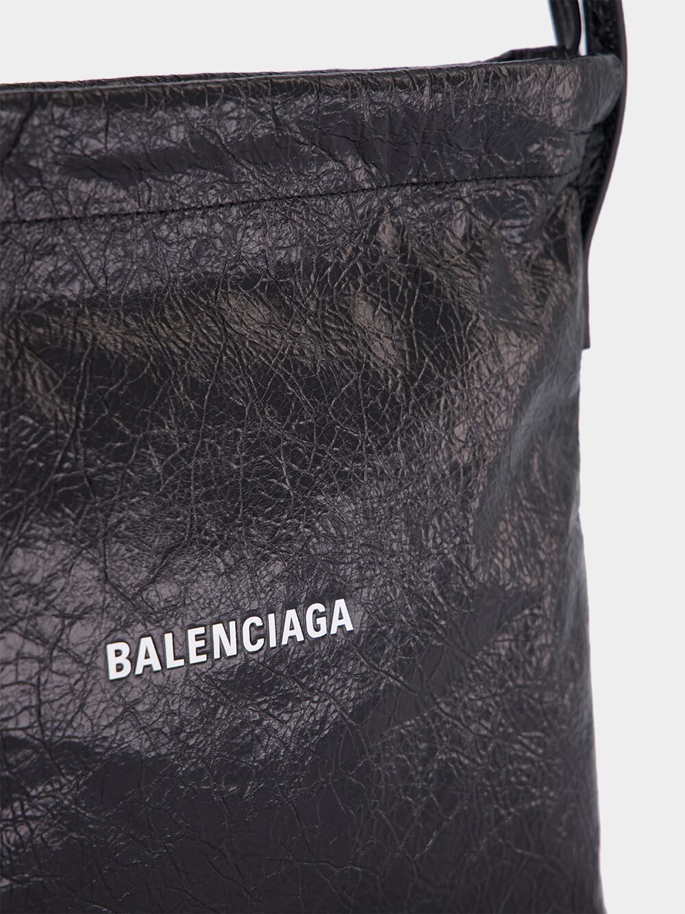 Black Leather Crossbody Pouch Bag - Image 7