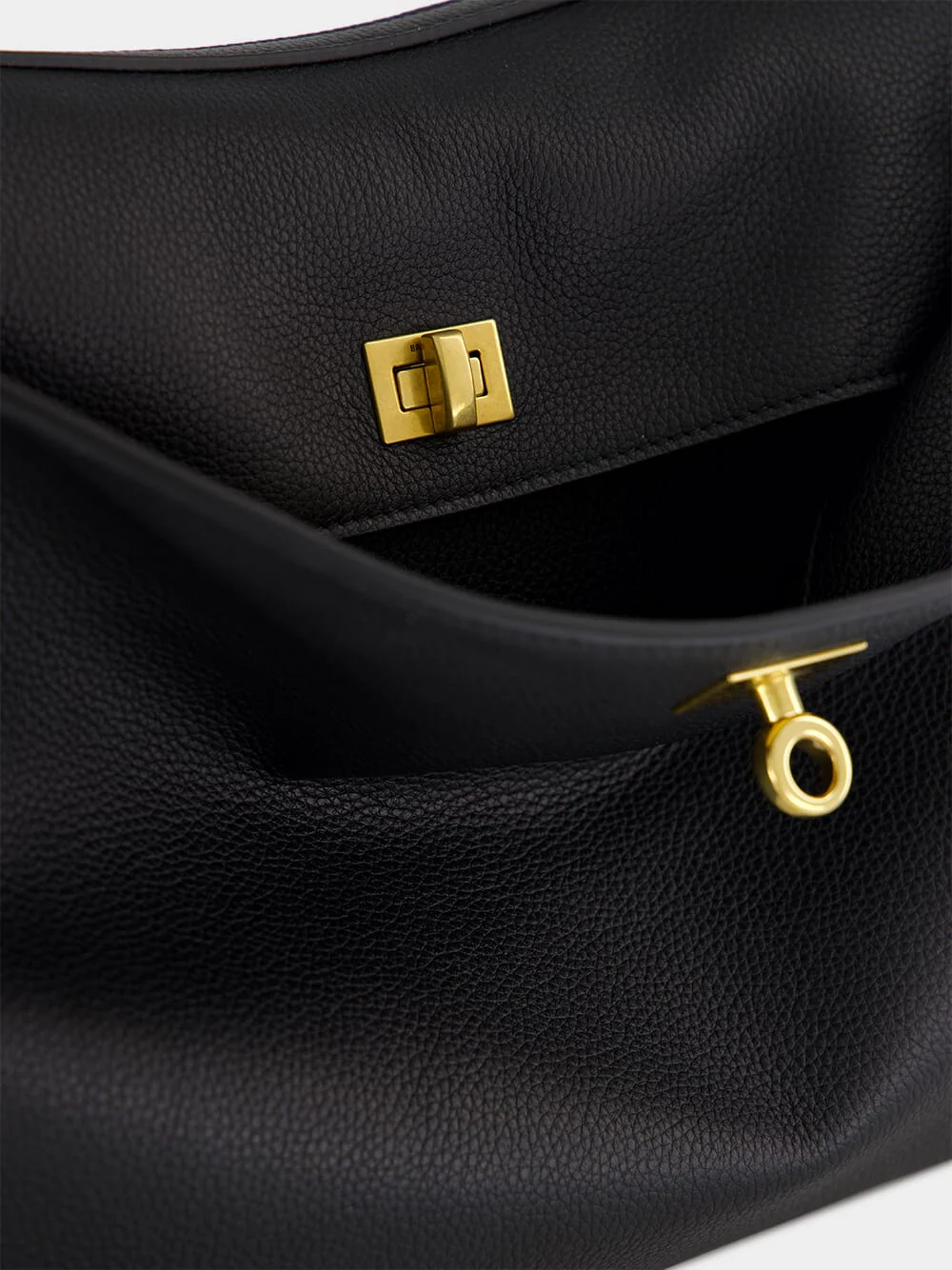 Black Medium Rodeo Grained Calfskin Handbag - Image 7