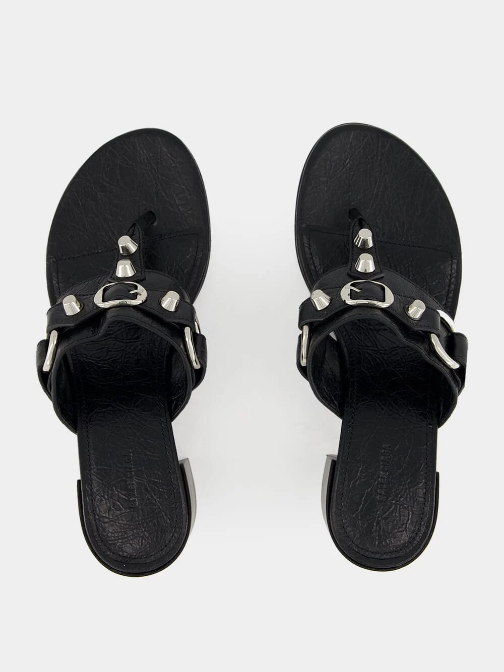 Black Mid-Heel City Tong Sandals - Image 4