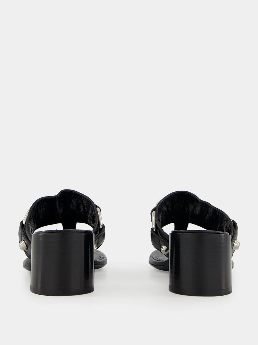 Black Mid-Heel City Tong Sandals - Image 5