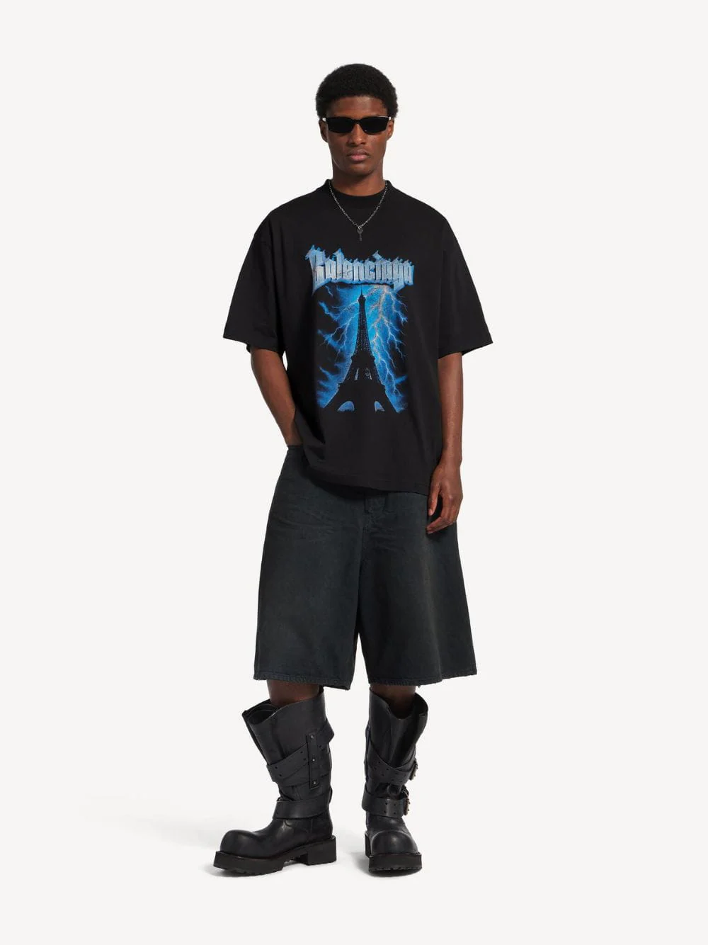 Black Paris Thunderstorm Oversized T-Shirt - Image 2