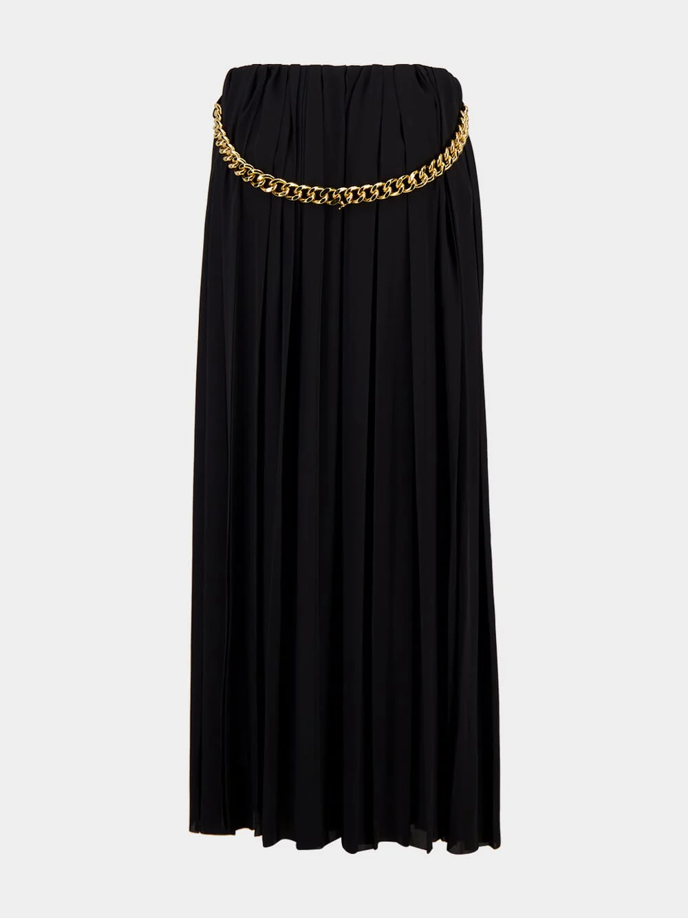 Black Pleated Skirt with Chain Detail - Image 3
