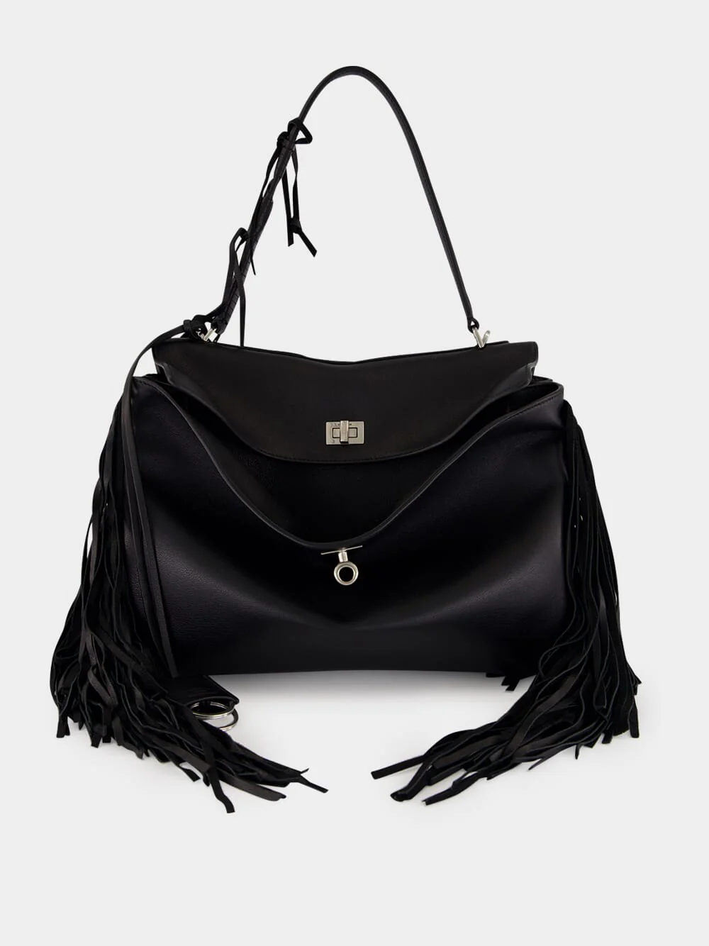 Black Rodeo Medium Handbag with Fringes - Image 2