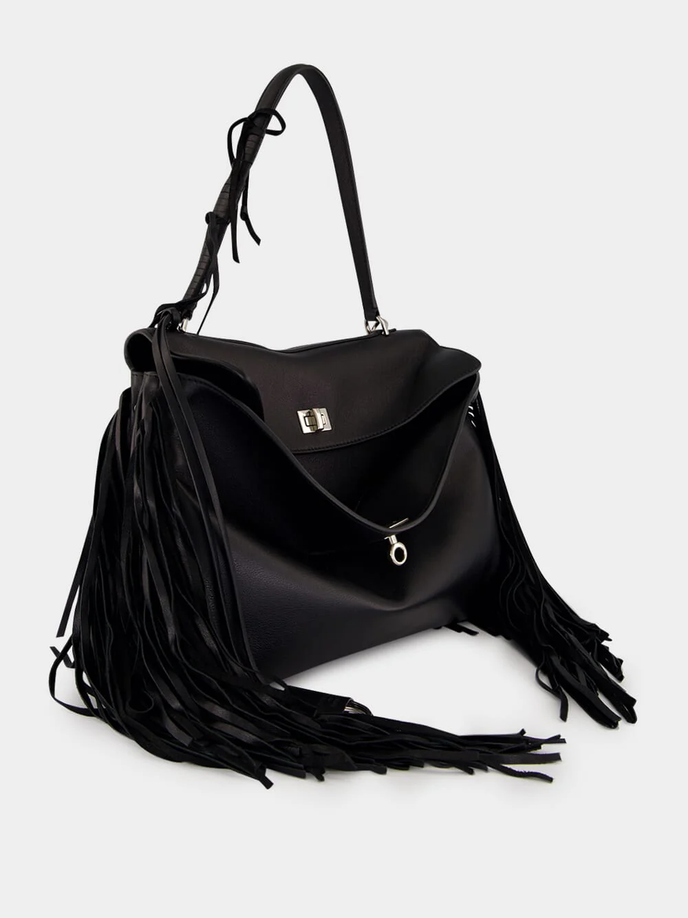 Black Rodeo Medium Handbag with Fringes - Image 5