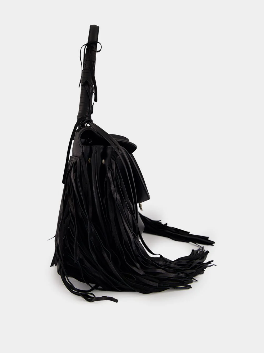 Black Rodeo Medium Handbag with Fringes - Image 6