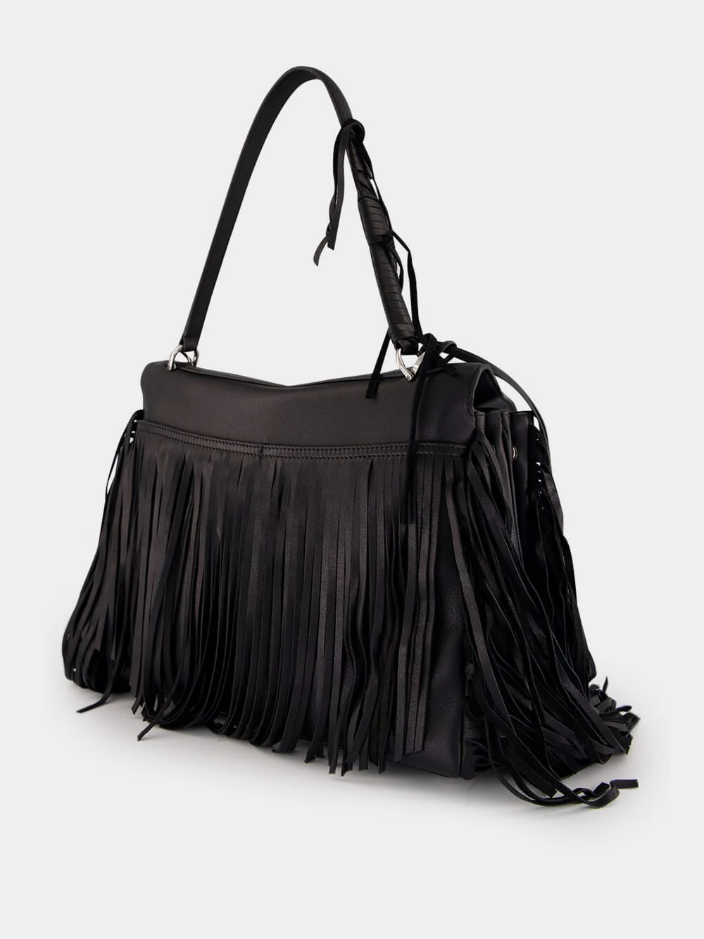 Black Rodeo Medium Handbag with Fringes - Image 7