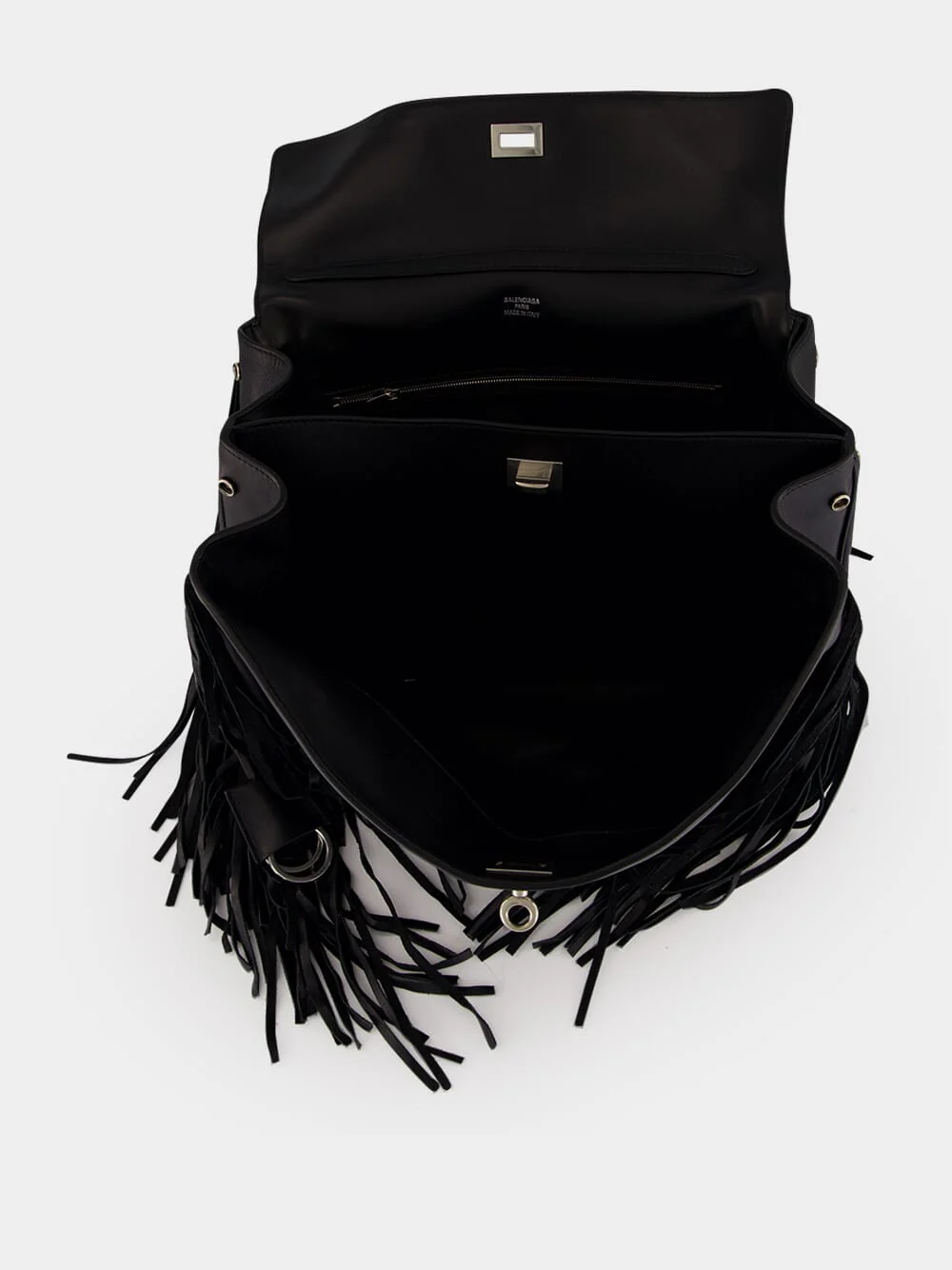 Black Rodeo Medium Handbag with Fringes - Image 8