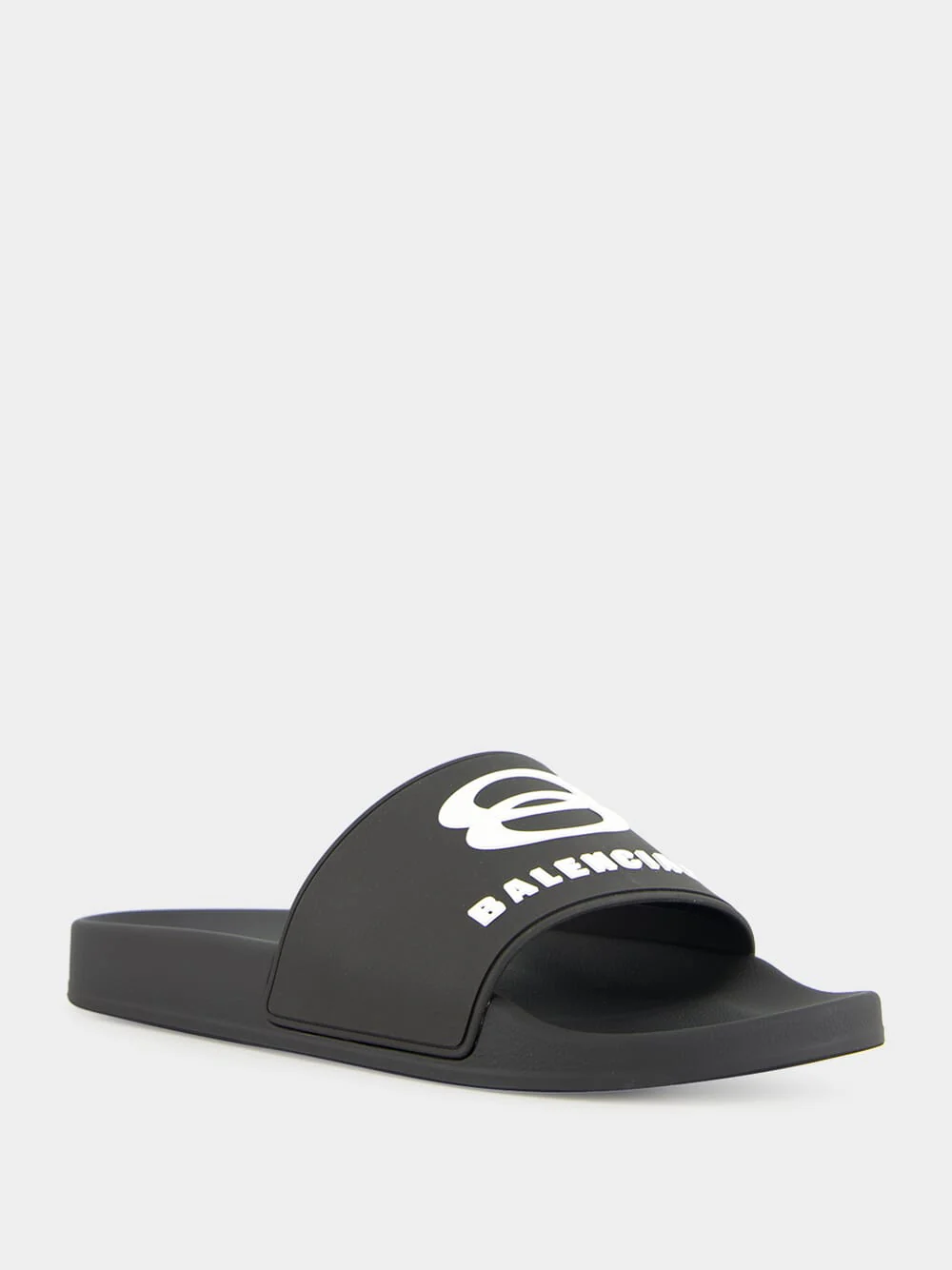 Black Rubber Pool Slide Sandals - Image 2