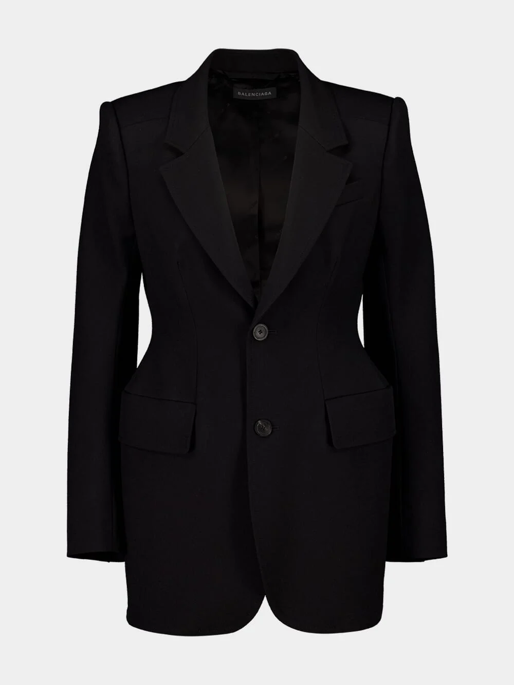 Black Wool Twill Hourglass Jacket
