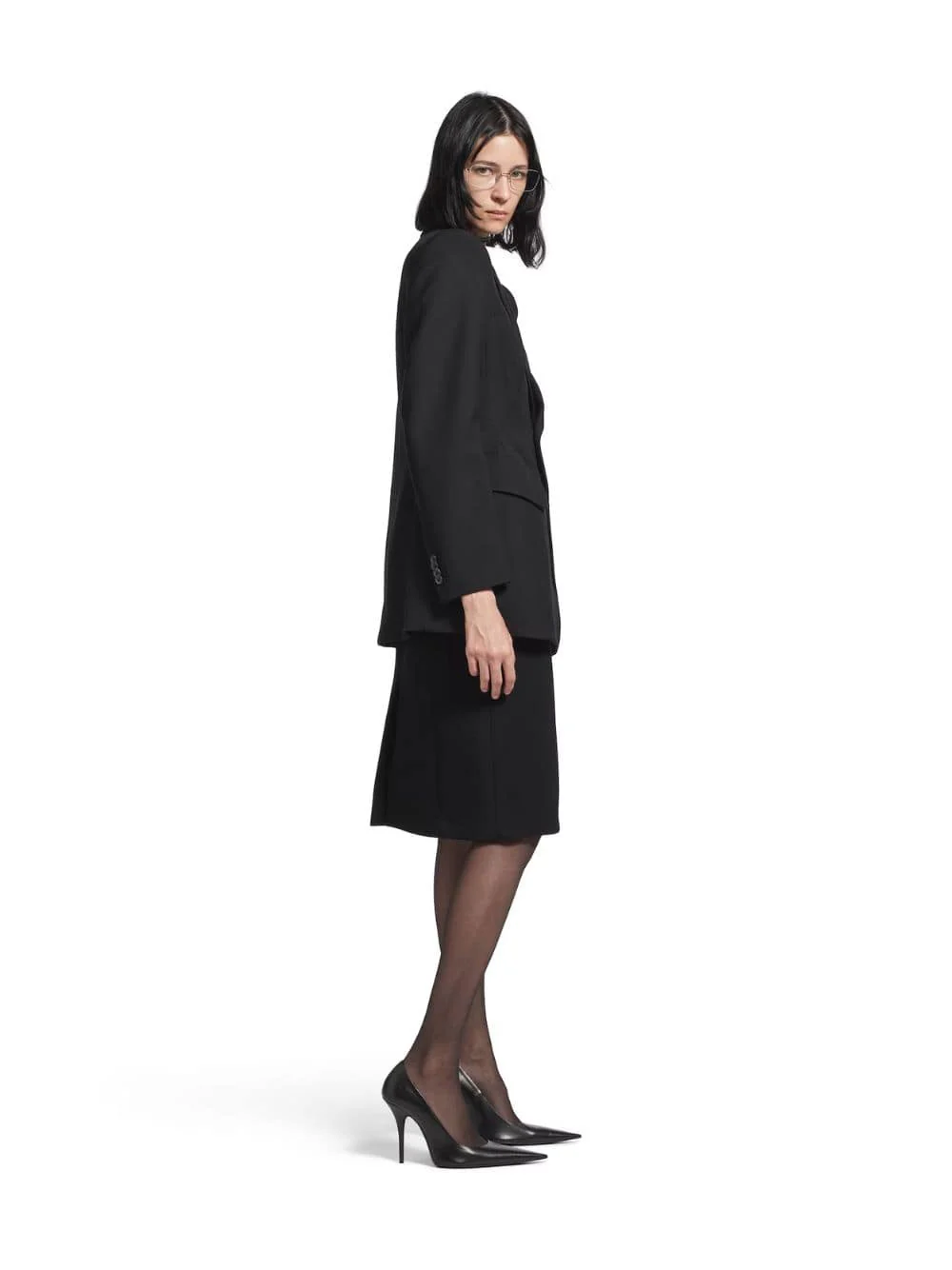 Black Wool Twill Hourglass Jacket - Image 6