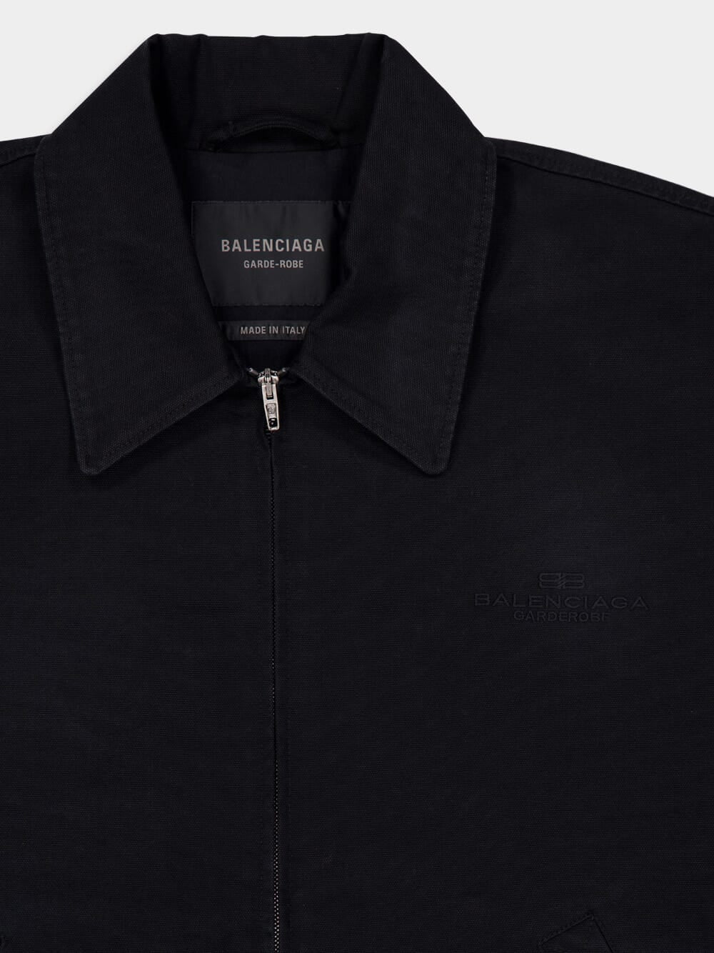 Black Zip-Up Jacket in Heavy Cotton - Image 3