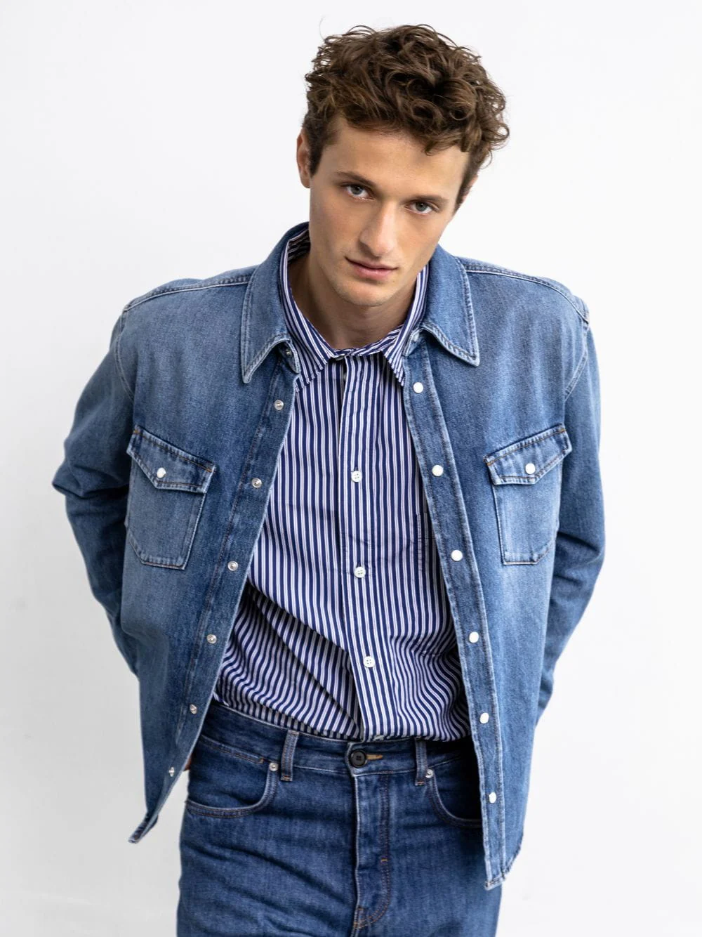 Blue Striped Oversized Cotton Shirt