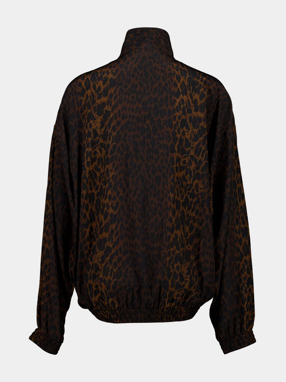 Brown Leopard Print Silk Tracksuit Top - Image 2