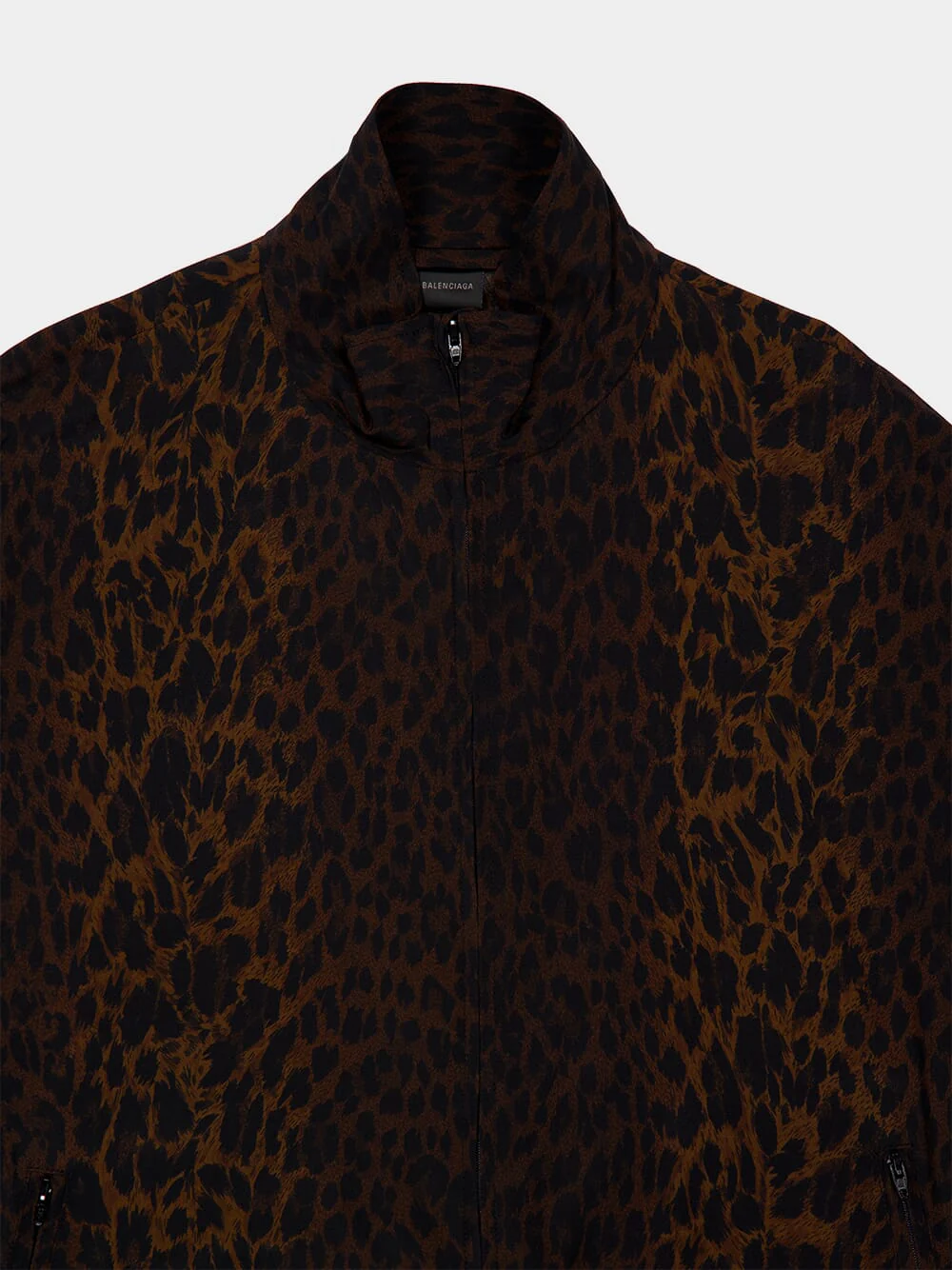 Brown Leopard Print Silk Tracksuit Top - Image 3