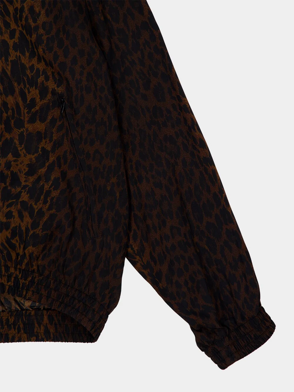 Brown Leopard Print Silk Tracksuit Top - Image 4