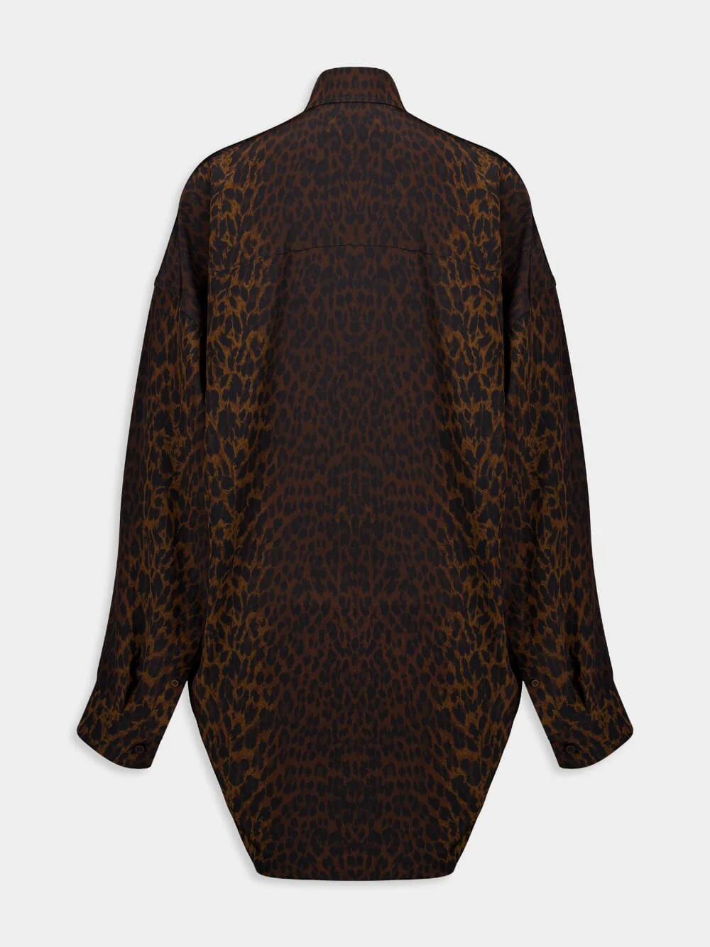Brown Leopard Silk Pyjama Shirt - Image 6