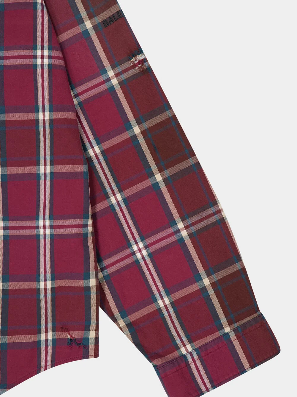 Burgundy Checked Zip-Up Shirt - Image 6