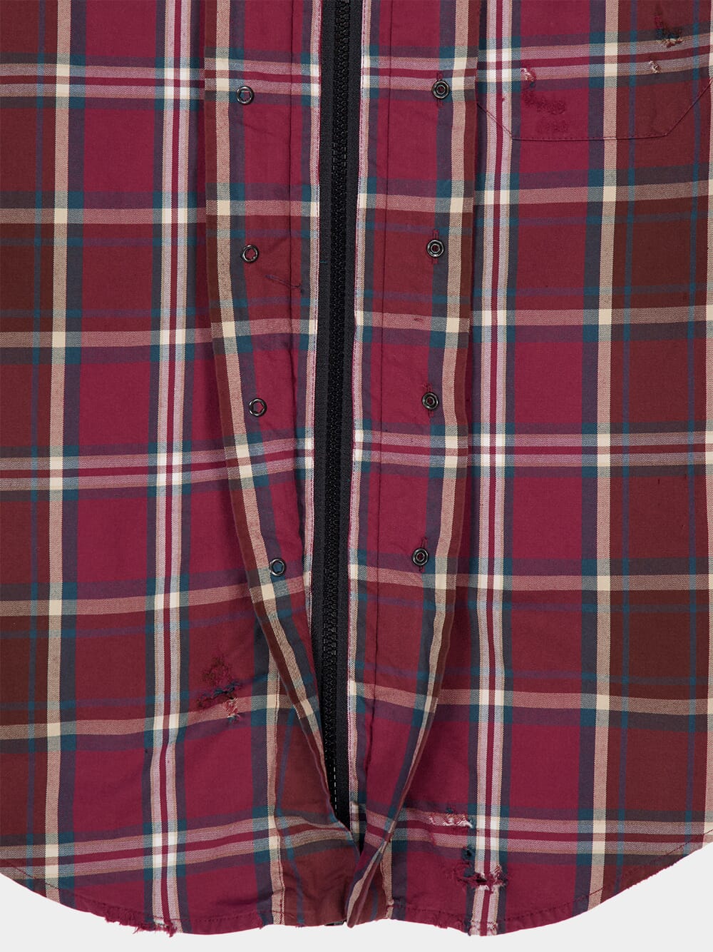 Burgundy Checked Zip-Up Shirt - Image 7