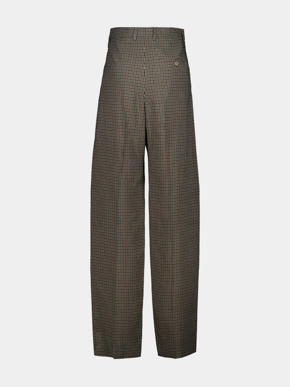 Checked Khaki and Brown Tailored Trousers - Image 2