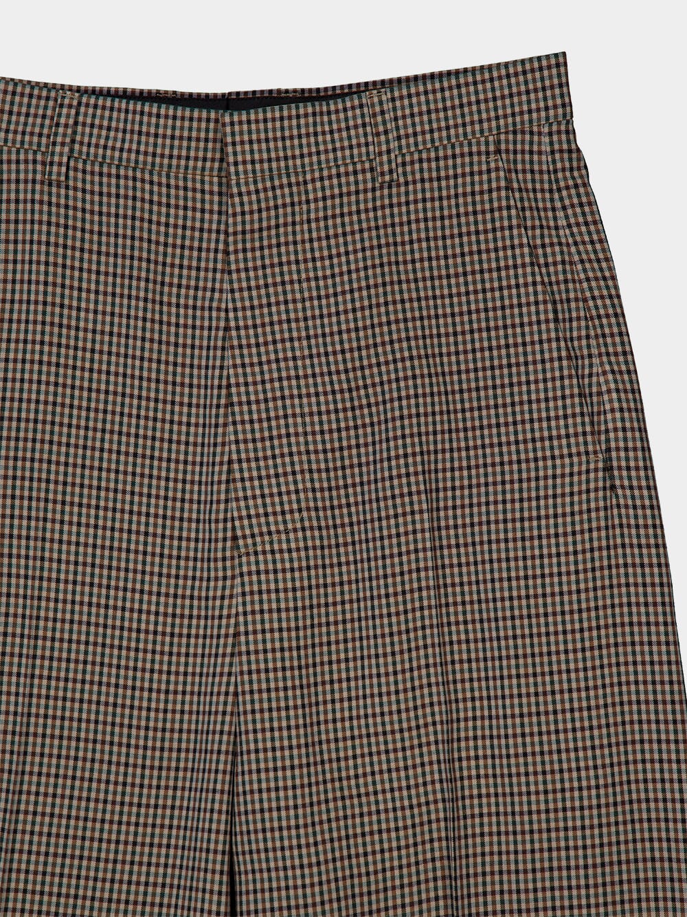 Checked Khaki and Brown Tailored Trousers - Image 3