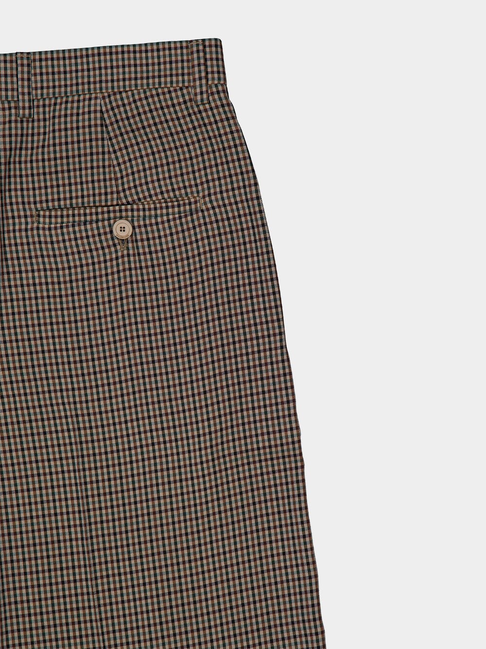 Checked Khaki and Brown Tailored Trousers - Image 4