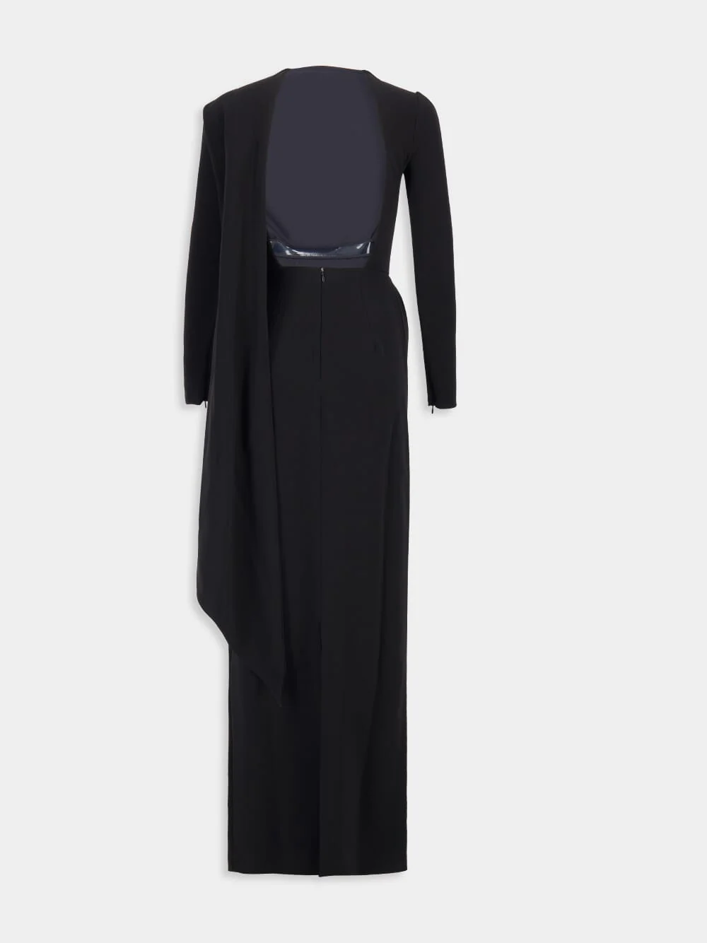 Black Cape Gown in Stretch Crepe - Image 3