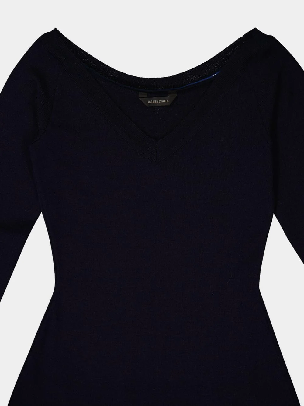 Dark Blue Off Shoulder V-Neck Dress - Image 3