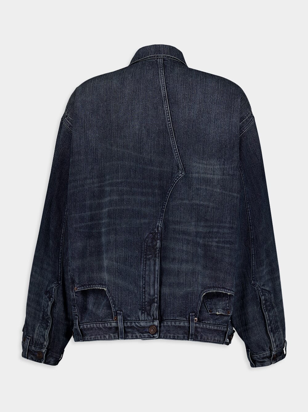 Italian Indigo Ring Denim Deconstructed Jacket - Image 3
