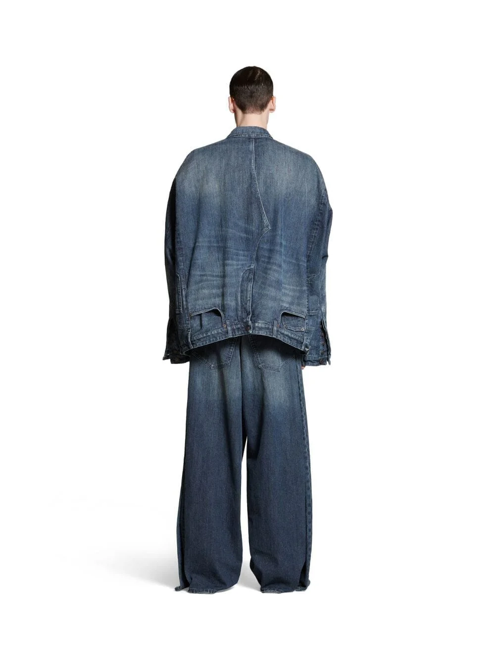 Italian Indigo Ring Denim Deconstructed Jacket - Image 4