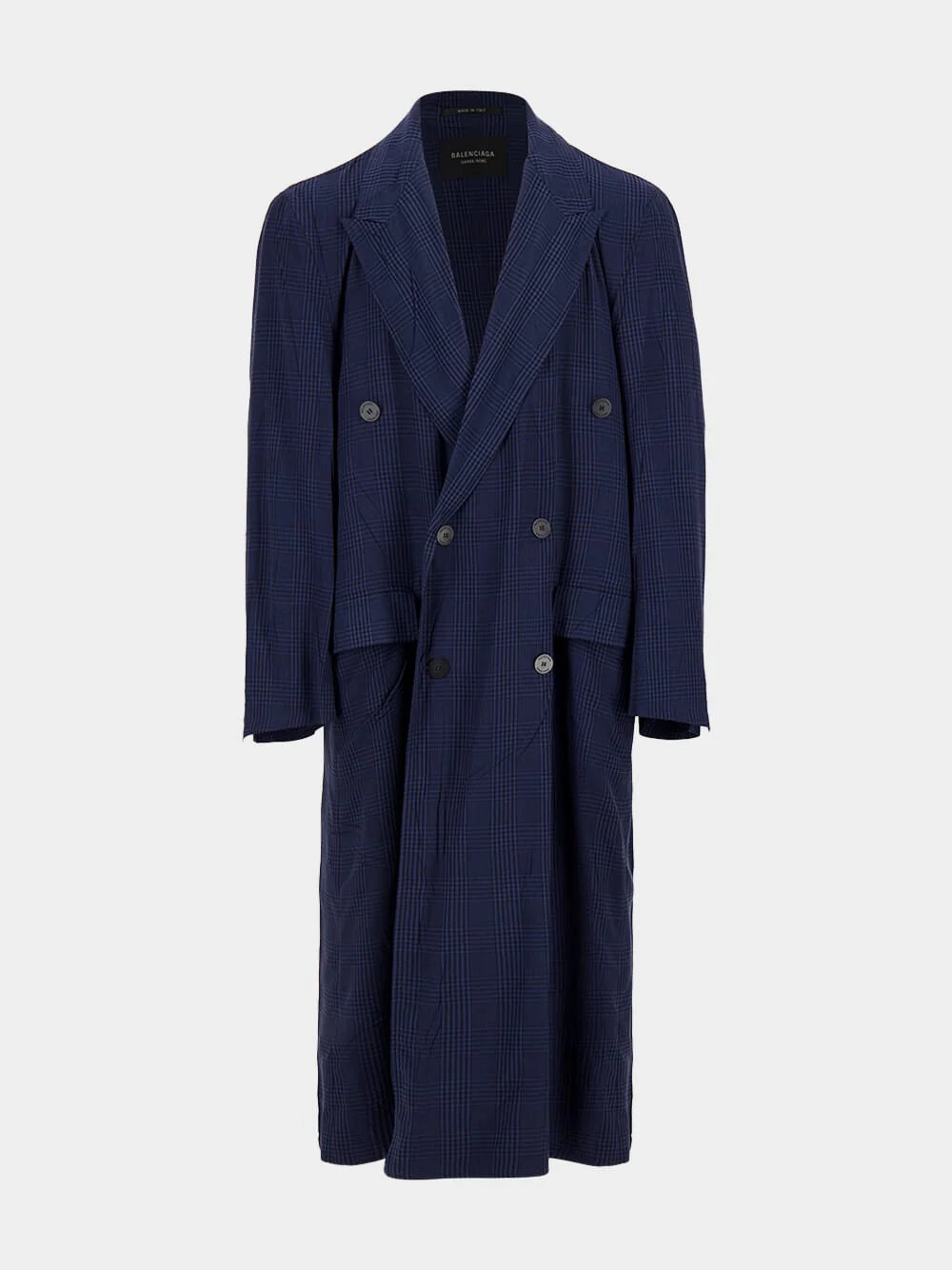 Navy Blue Fluid Double-Breasted Coat