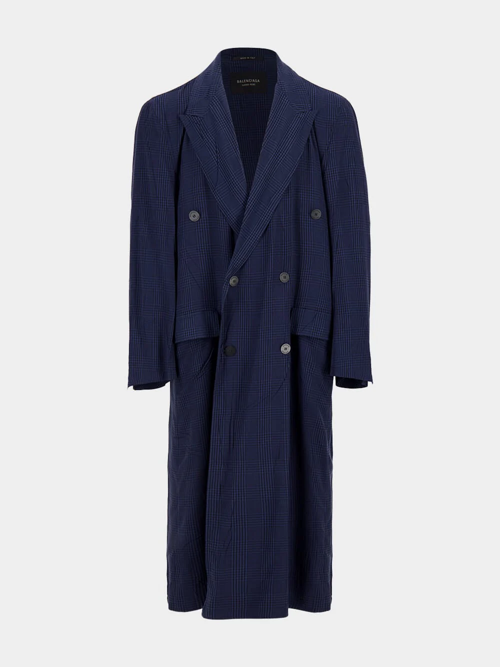 Navy Blue Fluid Double-Breasted Coat - Image 5