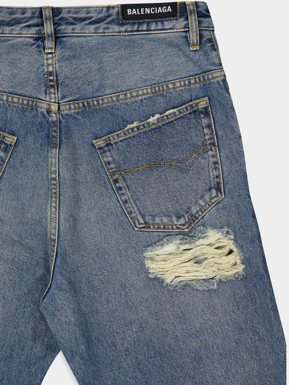 Ripped Light Indigo Straight Jeans - Image 4