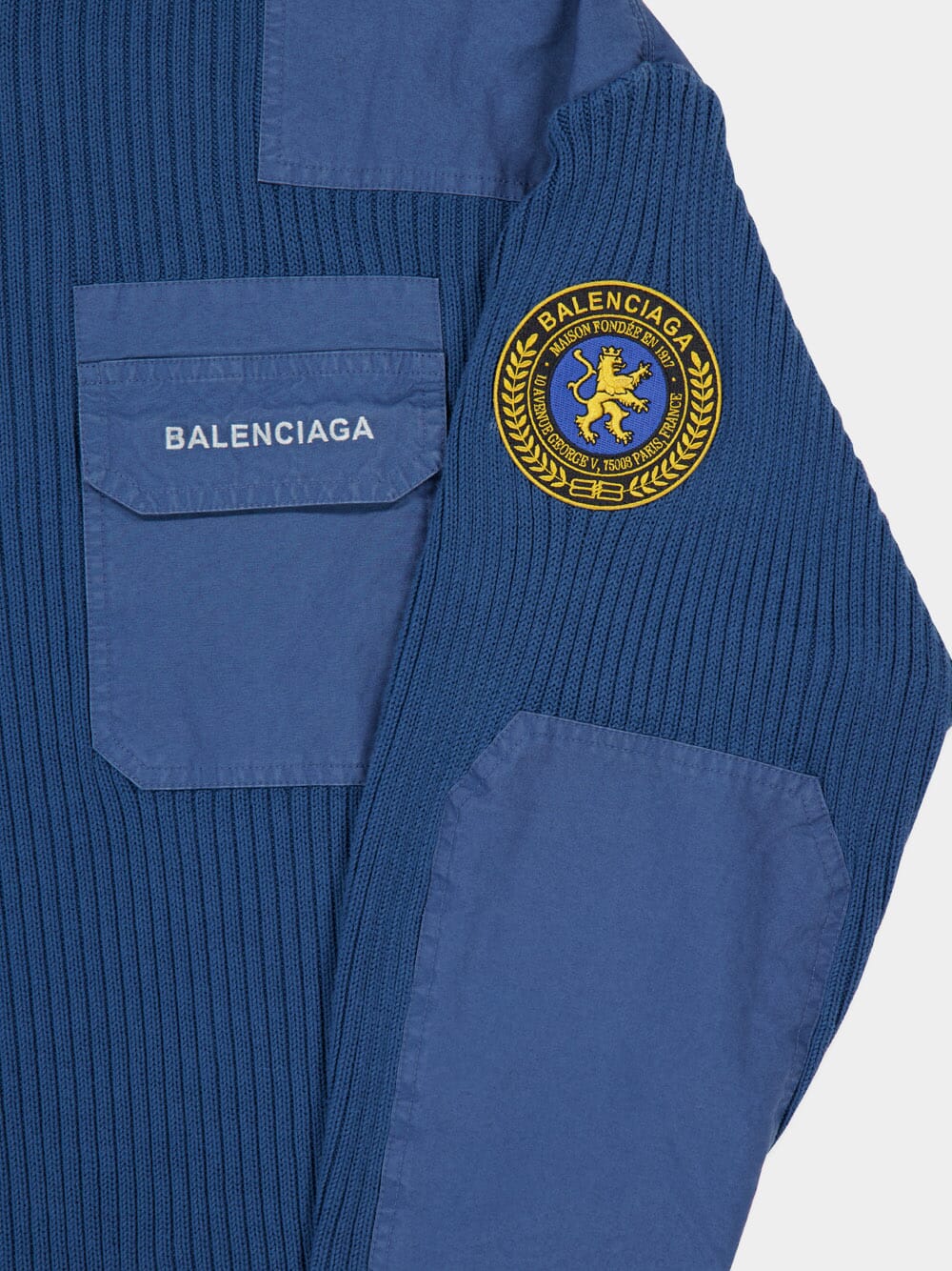 Dark Blue Military Cotton Sweater - Image 4