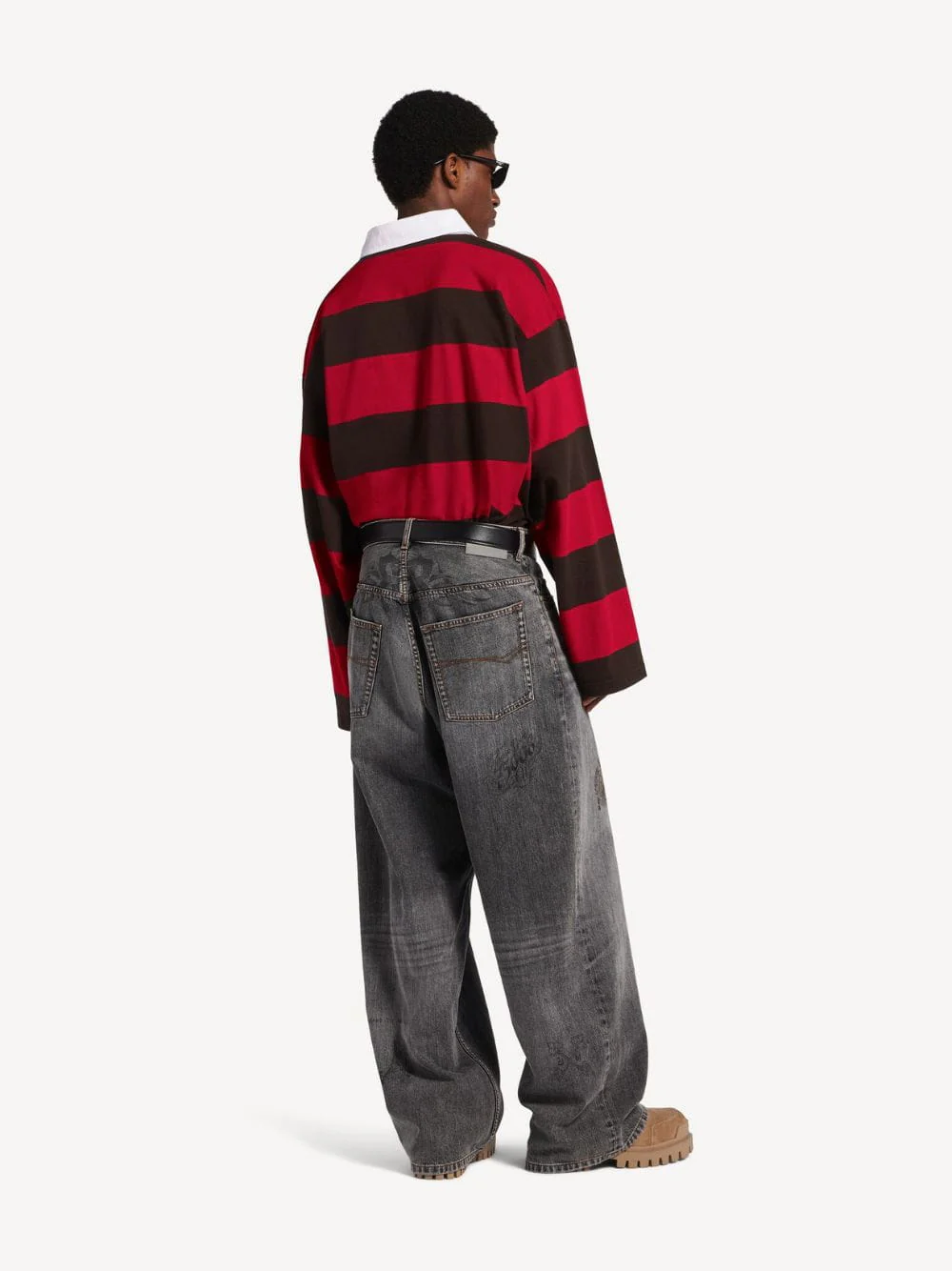 Dark Brown and Red Longsleeve Polo - Image 3
