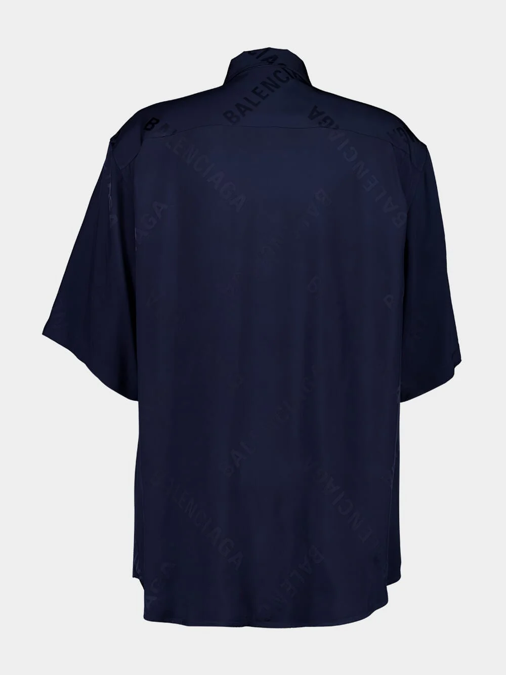 Dark Navy Fluid Jacquard Shirt - Image 2