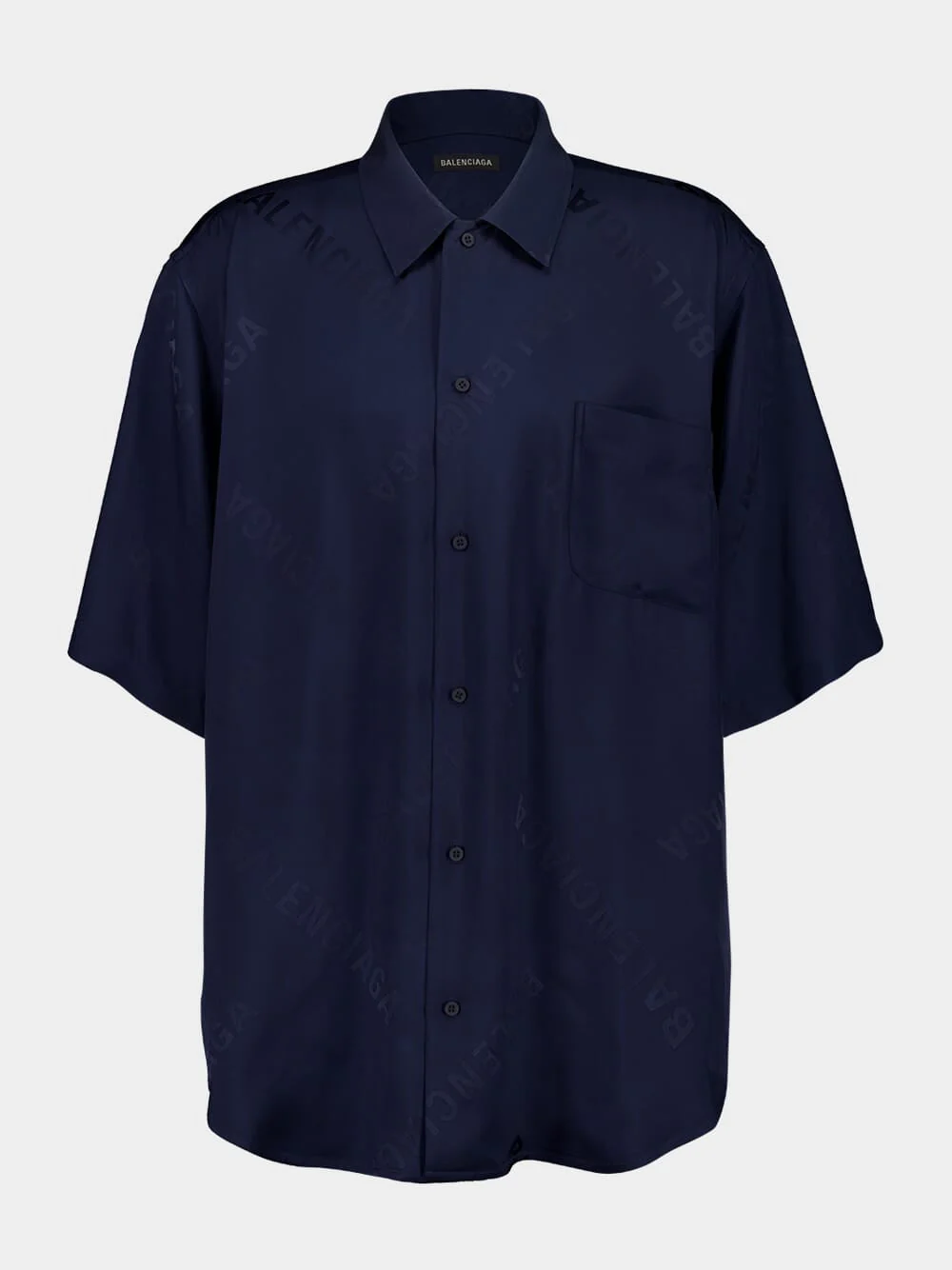 Dark Navy Fluid Jacquard Shirt - Image 5