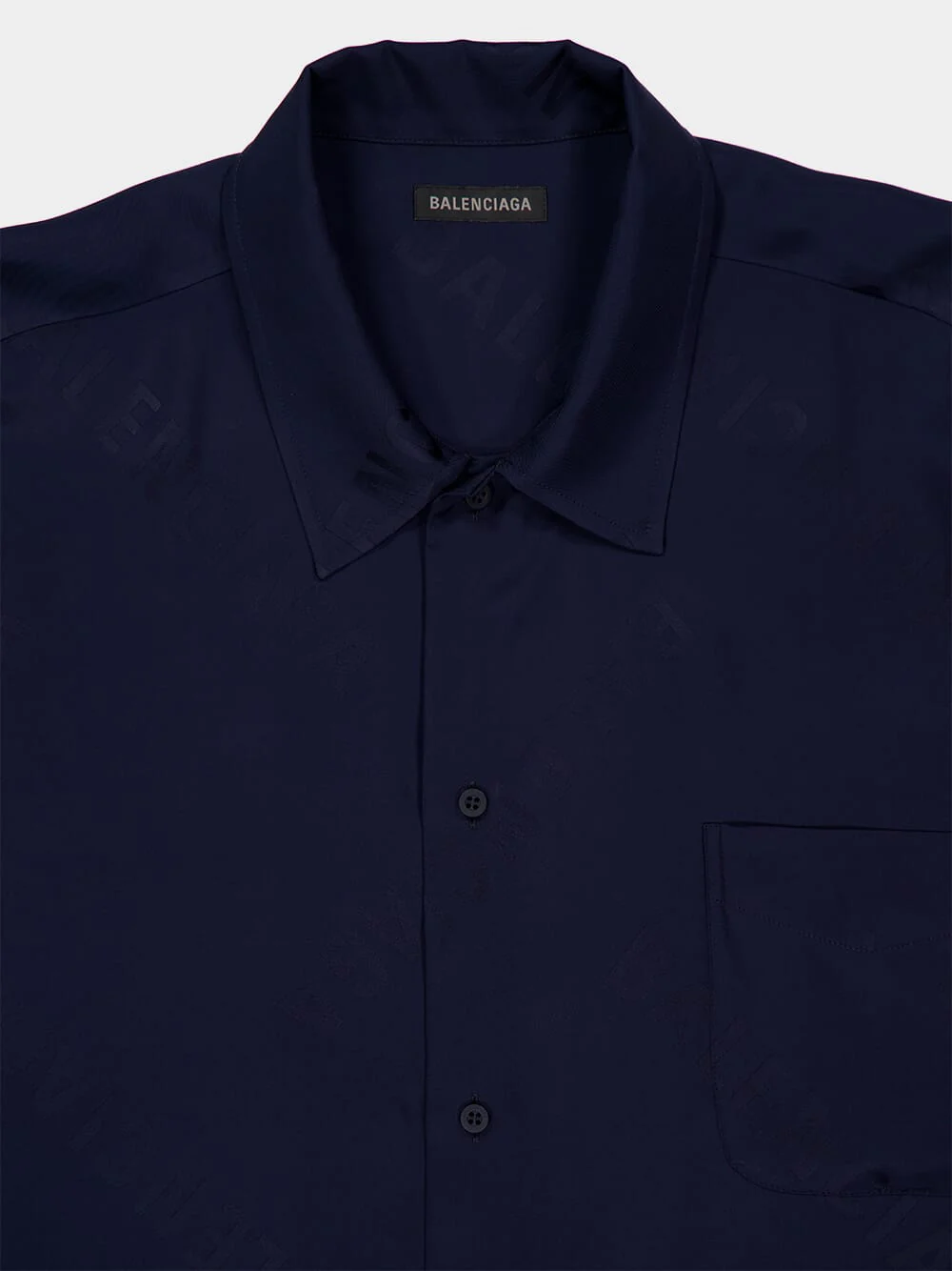Dark Navy Fluid Jacquard Shirt - Image 7