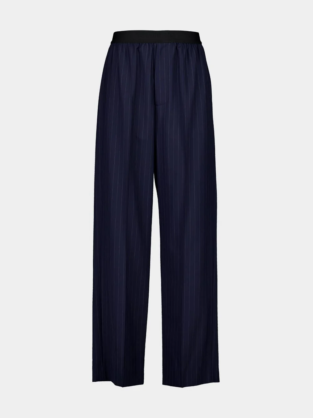 Dark Navy Straight-Fit Pinstripe Wool Trousers