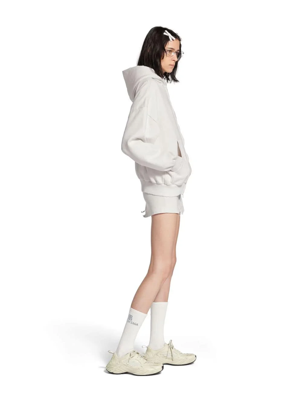Dirty White Zip-Up Sweatshirt with Blue Logo - Image 4