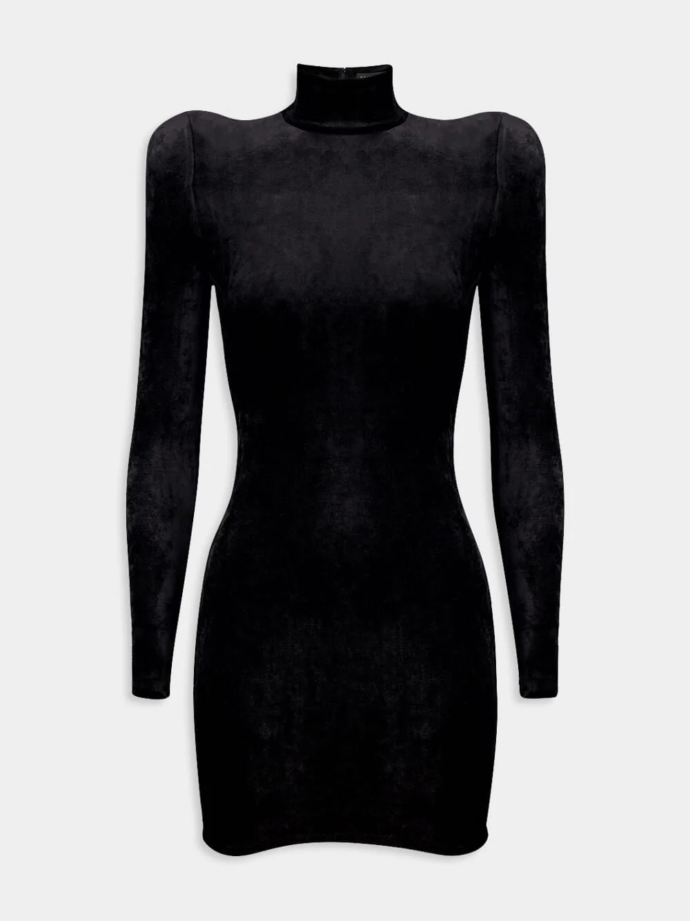 Draped Velvet Turtleneck Dress